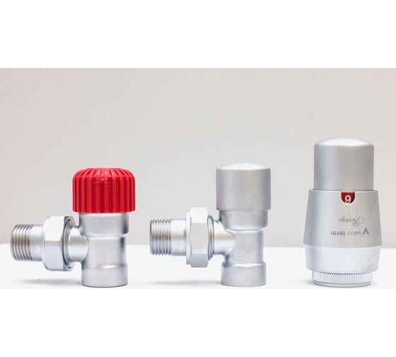 Изображение товара Комплект для углового подключения с термоголовкой Vario Term Royal сатин ROGS0203CFK