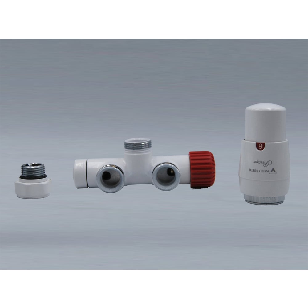 Изображение товара Комплект для углового подключения с термоголовкой Vario Term Unico правый белый UGS0206CFK/P