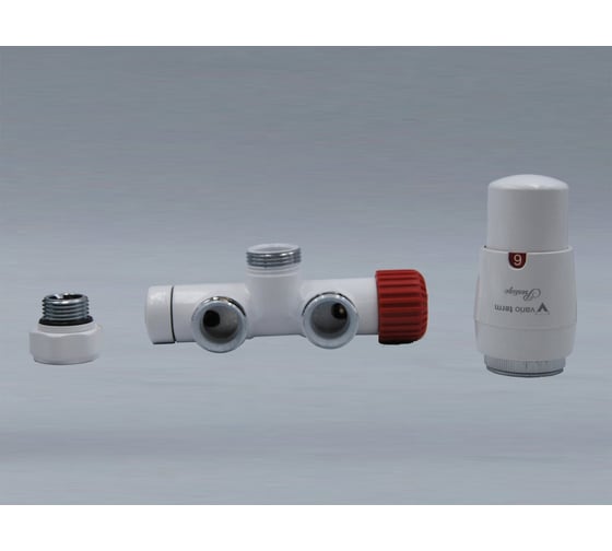 Изображение товара Комплект для углового подключения с термоголовкой Vario Term Unico правый белый UGS0206CFK/P