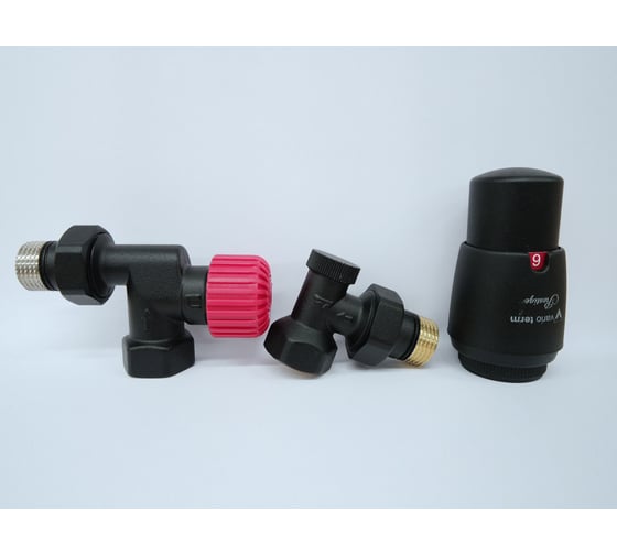 Изображение товара Комплект для подключения с термоголовкой Vario Term Axi Eleganckie чёрный структурный EAXIGS0214C