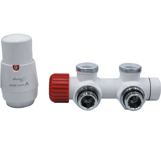 Изображение товара Комплект для углового подключения с термоголовкой Vario Term Twins левый белый TSGS0206CFK/L