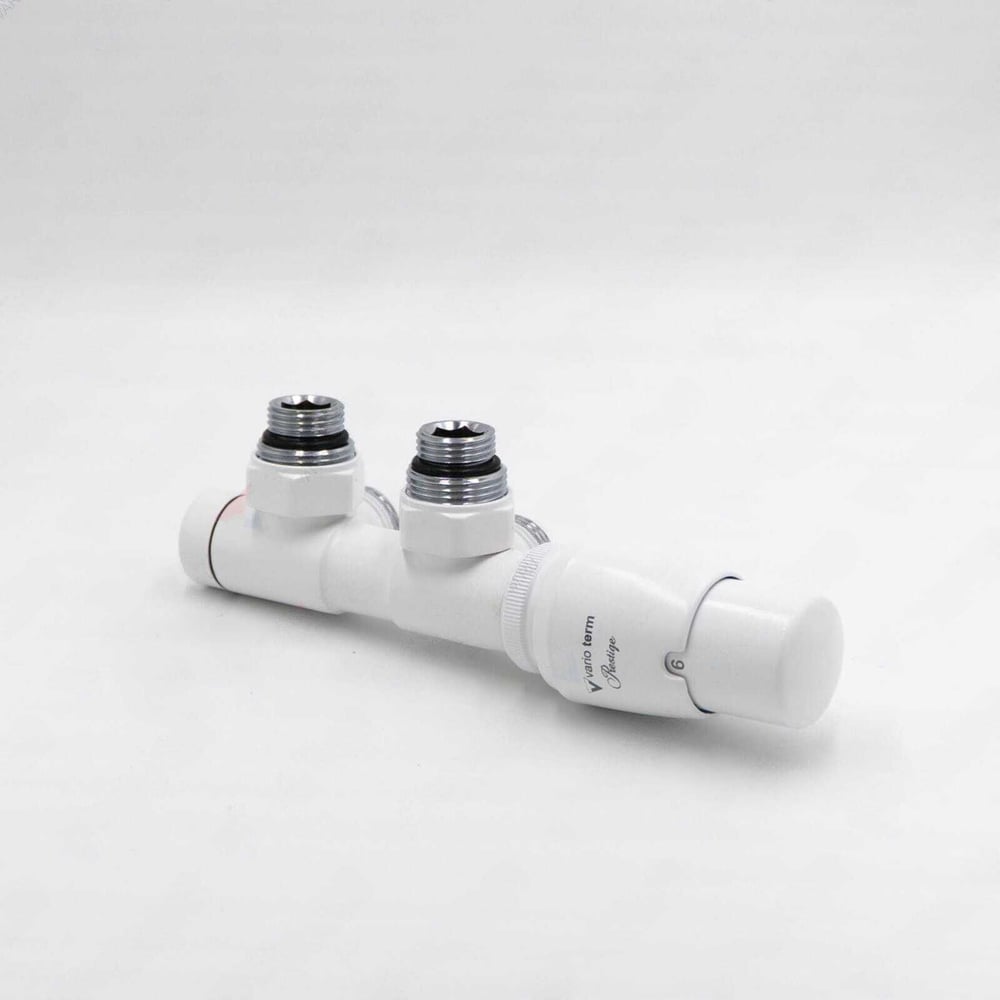 Изображение товара Комплект для углового подключения с термоголовкой Vario Twins правый белый матовый TSGS0221CFK/P