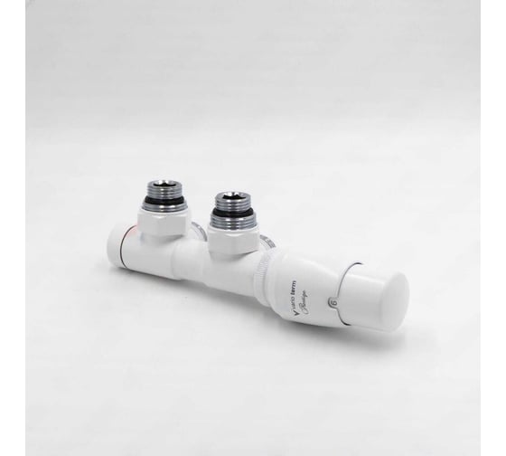 Изображение товара Комплект для углового подключения с термоголовкой Vario Term Twins правый белый матовый TSGS0221CFK/P