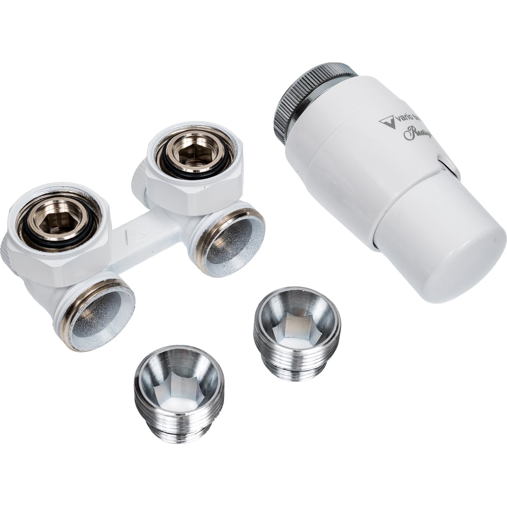 Изображение товара Комплект для углового подключения с термоголовкой Vario Term Premium Eleganckie белый