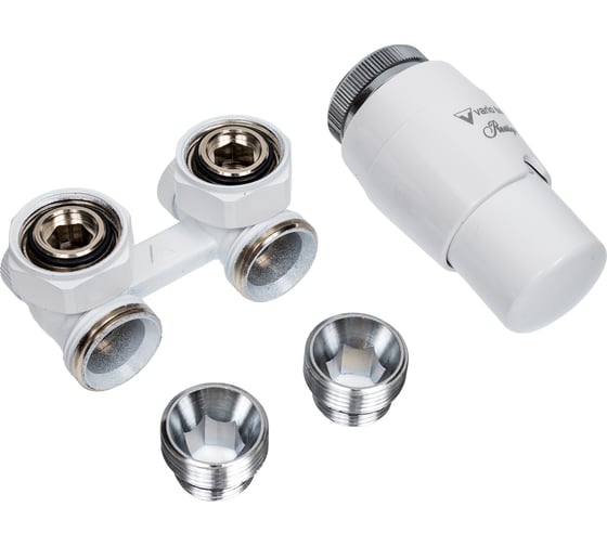 Изображение товара Комплект для углового подключения с термоголовкой Vario Term Premium Eleganckie белый EPRNYGS0206C/FK