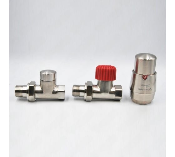 Изображение товара Комплект для углового подключения с термоголовкой Vario Term Royal никель шлифованный ROGS0208CFK