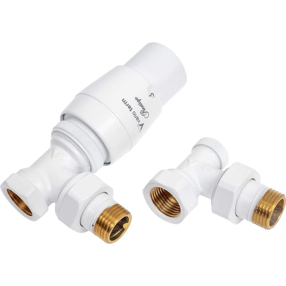 Изображение товара Комплект для углового подключения с термоголовкой Vario Term Elegant белый матовый ELGS0221C/FK