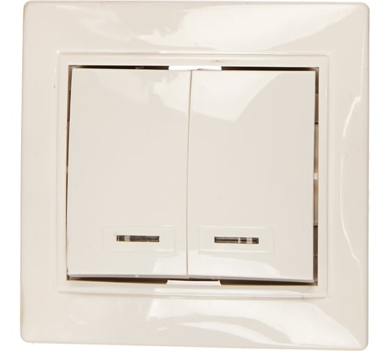 Изображение товара Выключатель Smartbuy 2-клавишный с индикатором 10А белый Венера SBE-01w-10-SW2-1