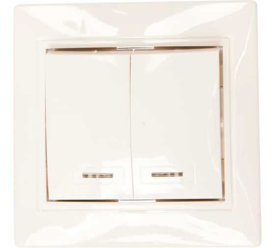 Изображение товара Выключатель Smartbuy 2-клавишный с индикатором 10А белый, керамика Венера SBE-01w-10-SW2-1-c