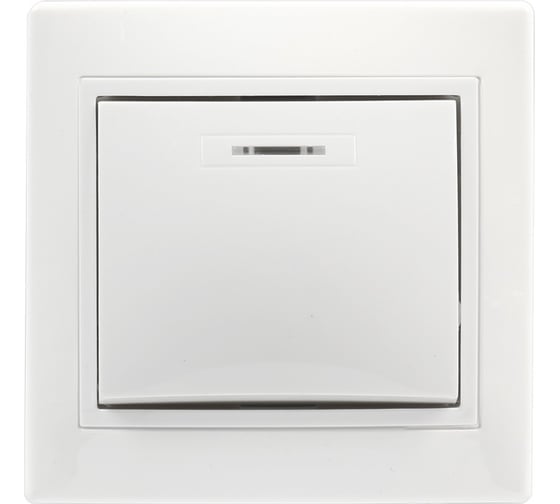 Изображение товара Выключатель Smartbuy 1-клавишный с индикатором 10А белый, керамика Венера SBE-01w-10-SW1-1-c