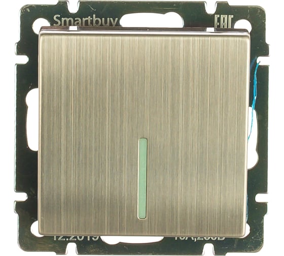 Изображение товара Выключатель Smartbuy 1-клавишный с индикатором 10А серый никель Нептун SBE-05gn-10-SW1-1