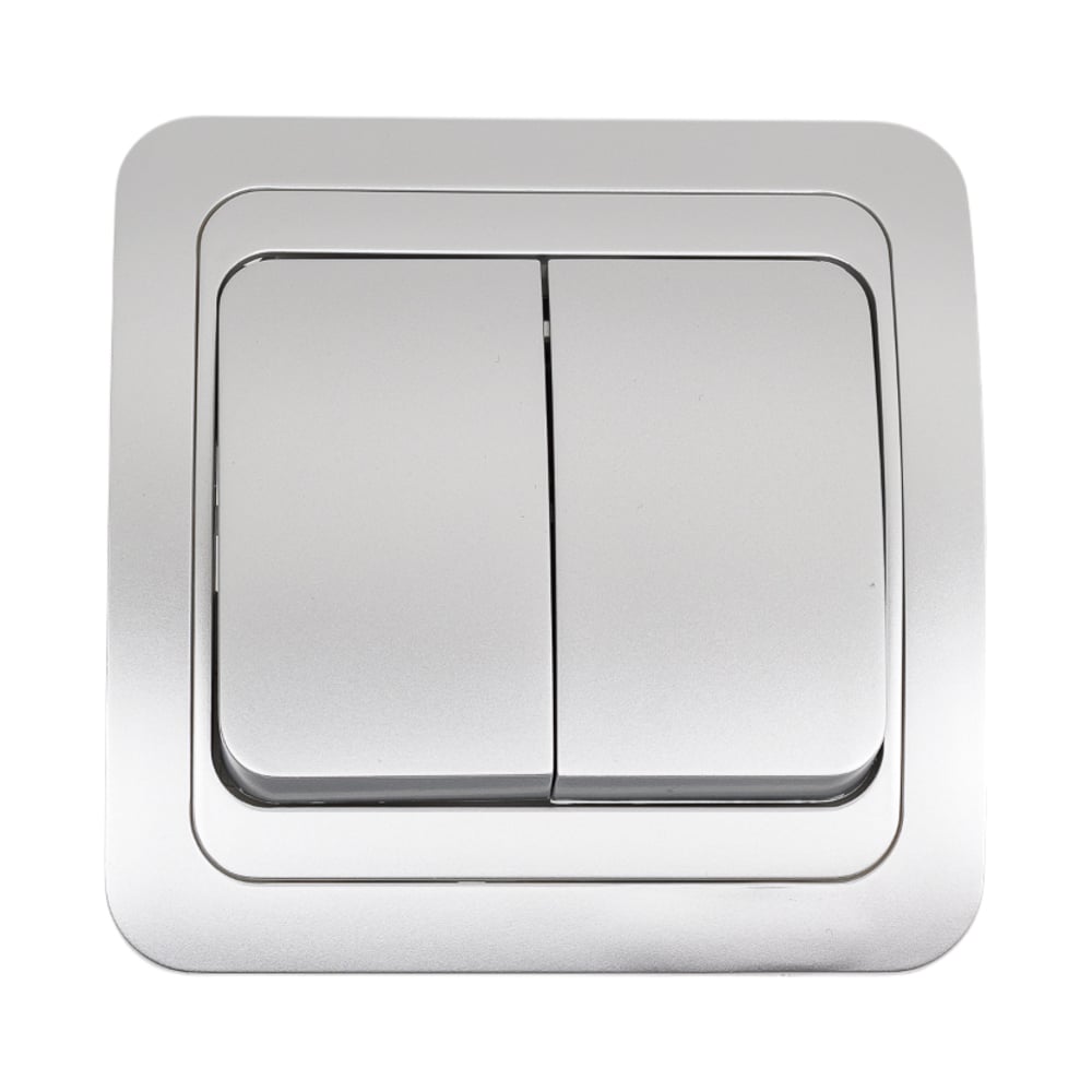 Изображение товара Выключатель Smartbuy 2-клавишный 10А серебро Марс SBE-02s-10-SW2-0-c