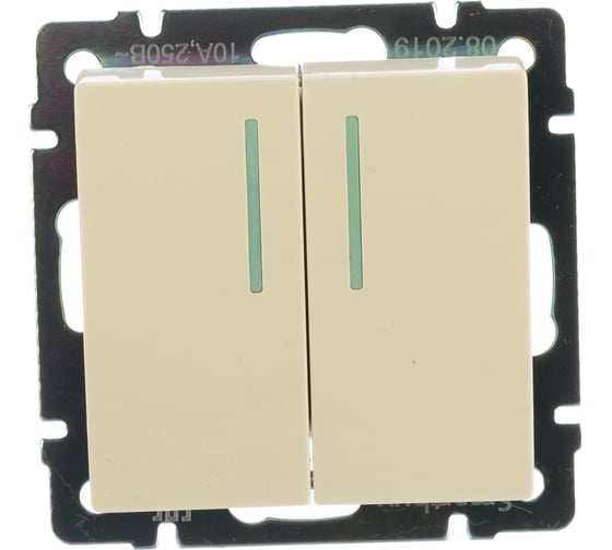 Изображение товара Выключатель Smartbuy 2-клавишный с индикатором 10А бежевый Нептун SBE-05i-10-SW2-1