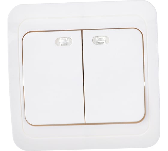 Изображение товара Выключатель Smartbuy 2-клавишный с индикатором 10А белый Марс SBE-02w-10-SW2-1