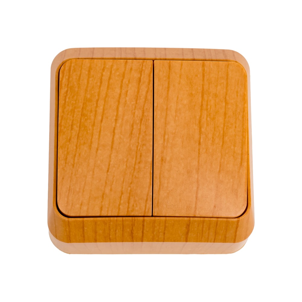 Изображение товара Выключатель Smartbuy 2-клавишный 10А светлое дерево Юпитер SBE-03lw-10-SW2-0