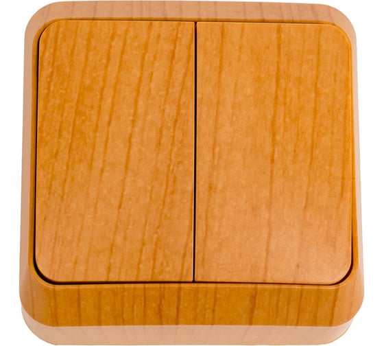 Изображение товара Выключатель Smartbuy 2-клавишный 10А светлое дерево Юпитер SBE-03lw-10-SW2-0