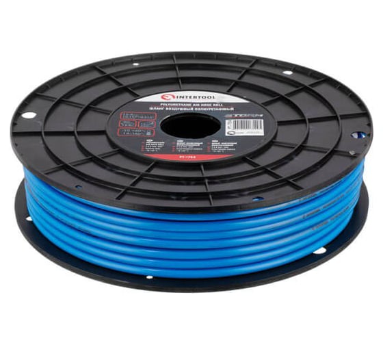Изображение товара Шланг прямой полиуретановый 5х8 мм, 50 м, пластиковая бобина, STORM INTERTOOL PT-1754