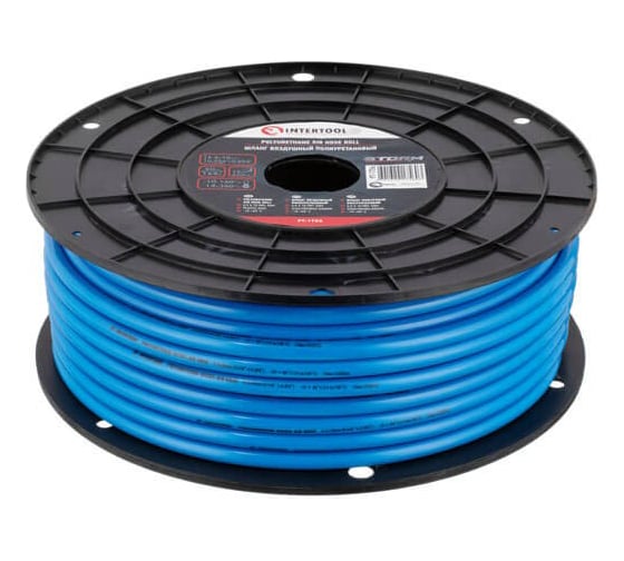 Изображение товара Шланг прямой полиуретановый 6.5х10 мм, 50 м, пластиковая бобина, STORM INTERTOOL PT-1756