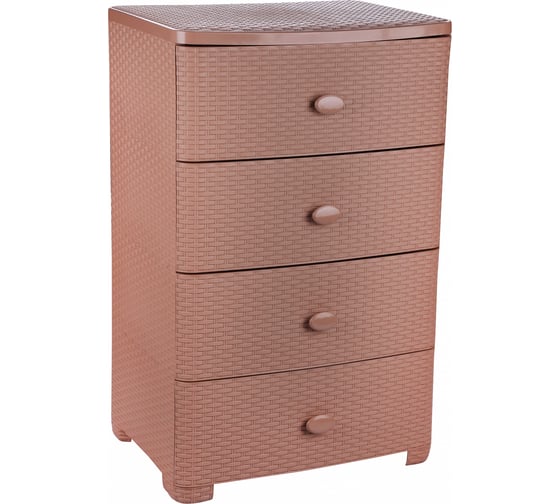 Изображение товара Комод ЗПИ «Альтернатива» Плетенка 4-х секционный, широкий, какао М4061