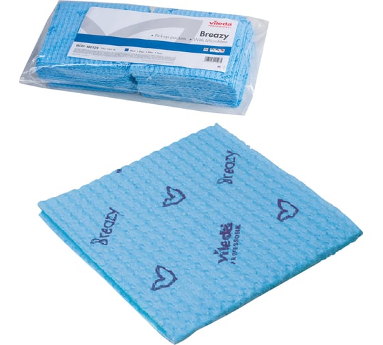 Изображение товара Салфетка VILEDA Бризи, комплект 25 шт., объемное микроволокно, голубая, 35х35 см, 120124 602092