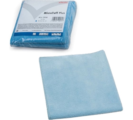 Изображение товара Салфетка VILEDA МикроТаффПлюс, комплект 5 шт., микрофибра, голубая, 38х38 см, 111958 602091