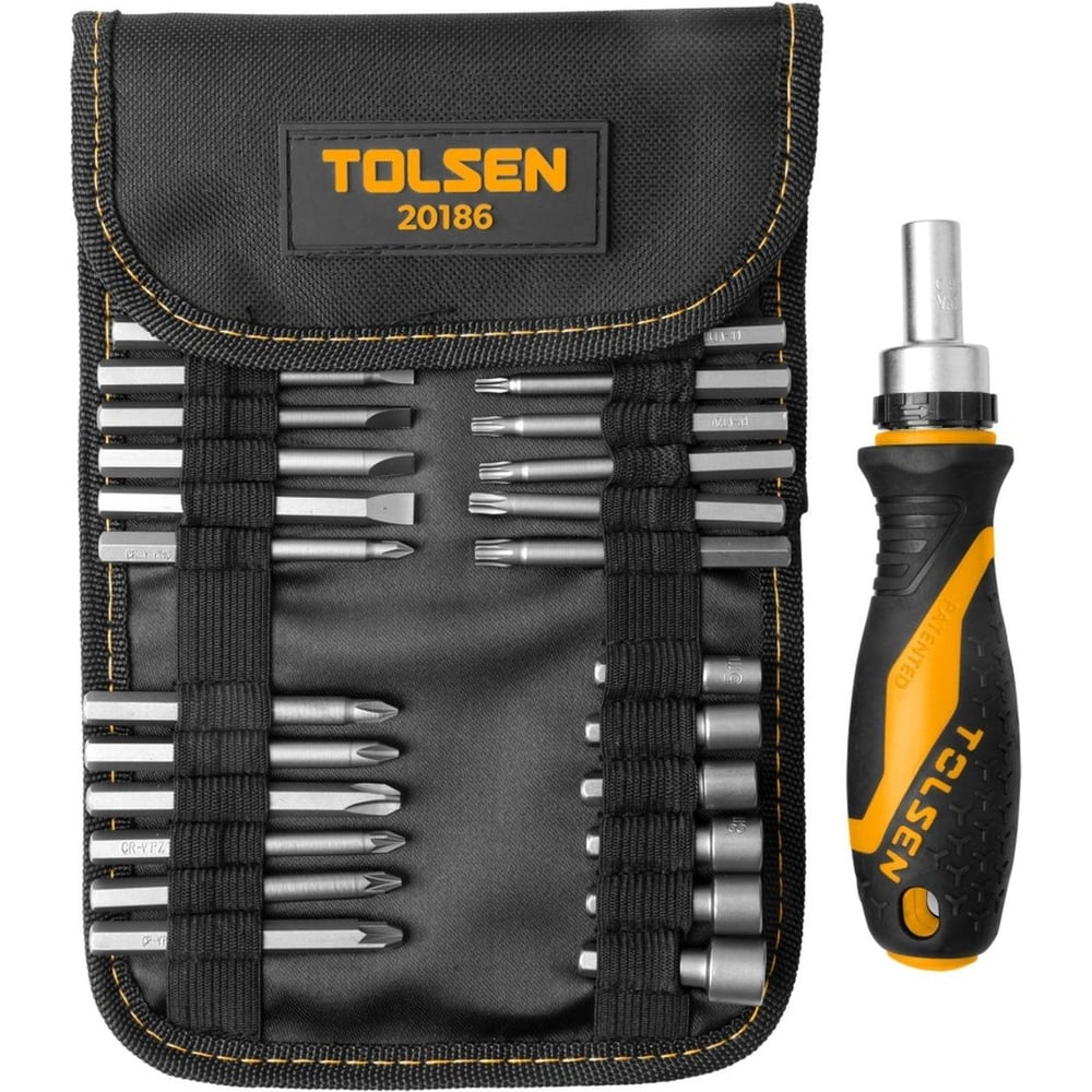 Изображение товара Набор вставок (бит) TOLSEN 1/4", PH, PZ, Torx, Slotted, 26 предметов 20186