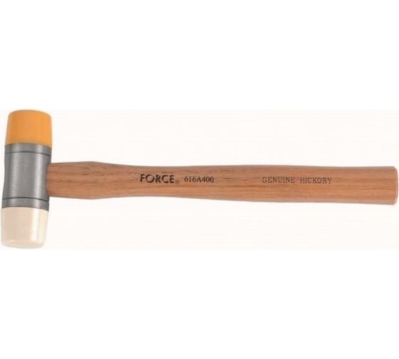 Изображение товара Молоток для рихтовочных работ FORCE мягкий, с каучуковым и нейлоновым бойками на деревянной ручке 616A400