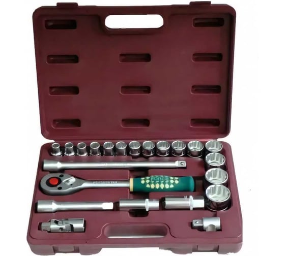 Изображение товара Набор головок с приспособлениями FORCE 1/2" 12 гранные, 10-32 мм, в кейсе, 22 предмета 4223-9