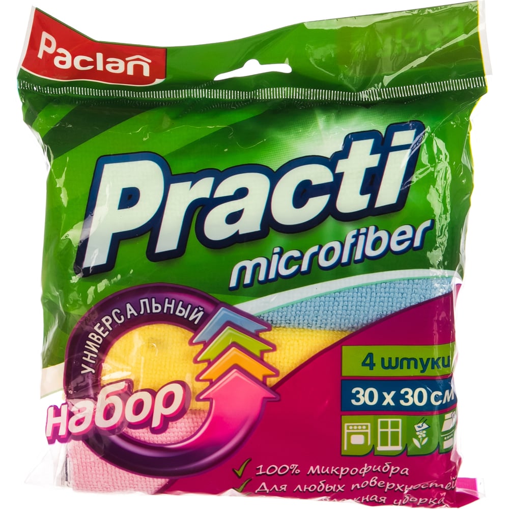 фото Универсальные салфетки paclan practi microfiber 4 шт 410260