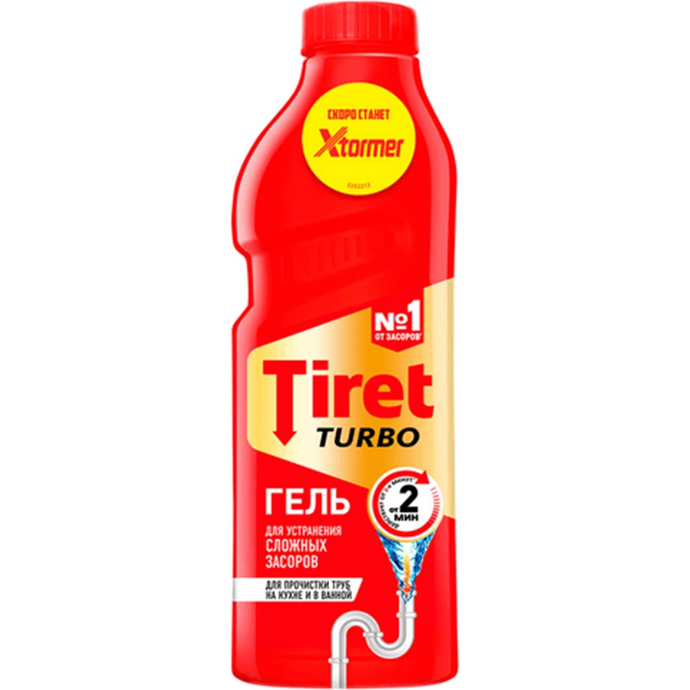 Изображение товара Средство для прочистки канализационных труб TIRET Turbo, гель, 1 л 8147377 602018