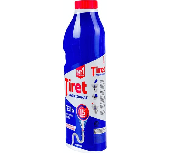 Изображение товара Средство для прочистки канализационных труб TIRET Professional, гель, 1л 600352