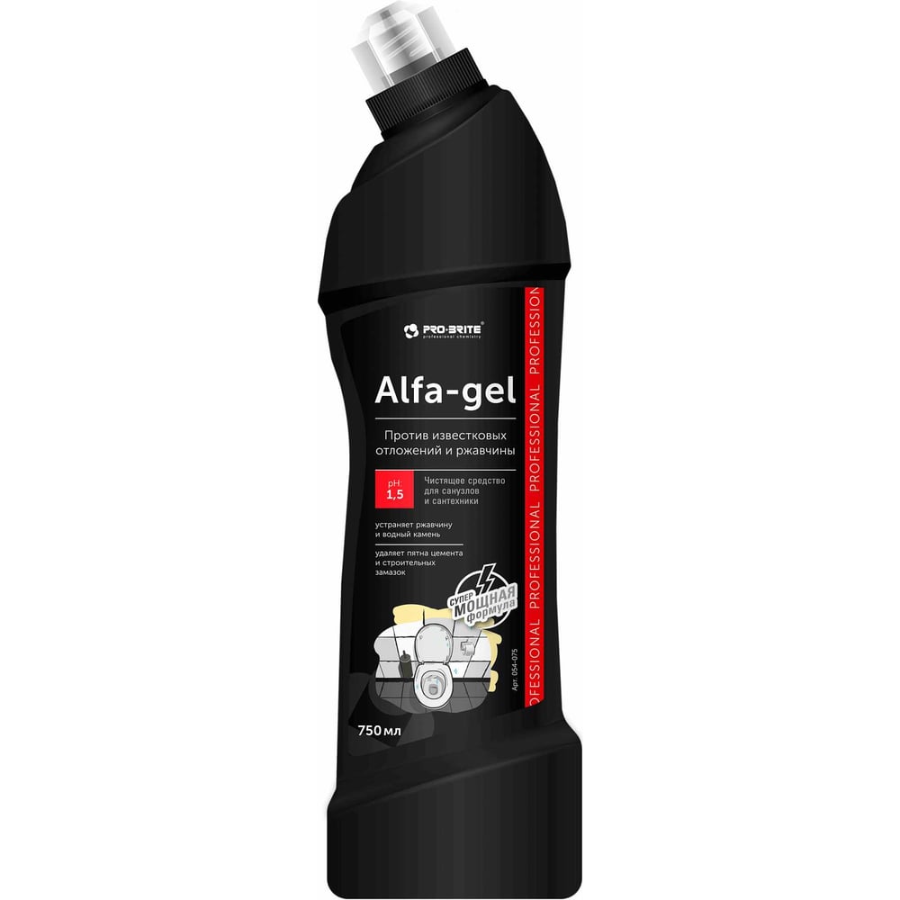 Кислотное чистящее средство для уборки санитарных помещений PRO-BRITE ALFA-GEL 054-075 605299