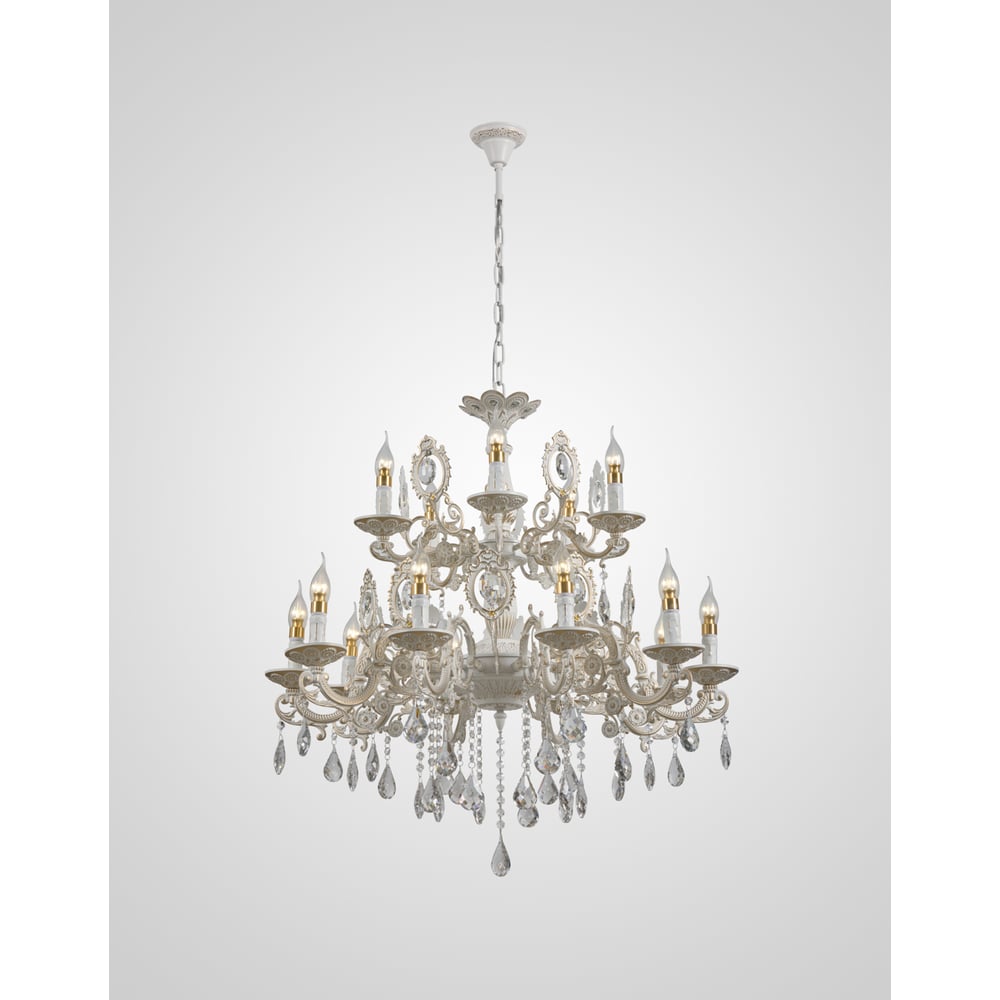Изображение товара Подвесная люстра барокко Мелодия Света pl9274-15 WT с 15 лампами E14 и классическим дизайном