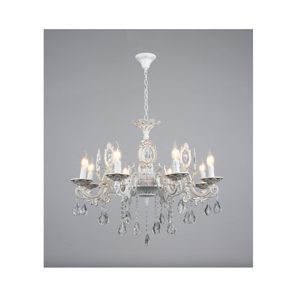 Изображение товара Подвесная люстра Мелодия Света pl9274-8 wt белый стиль барокко высокая яркость