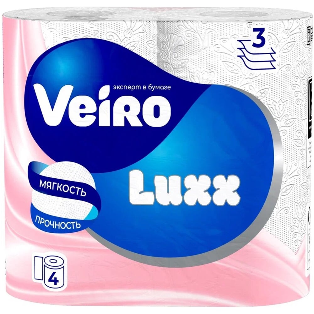 Изображение товара Туалетная бумага VEIRO Luxoria спайка 4 шт трехслойная белая