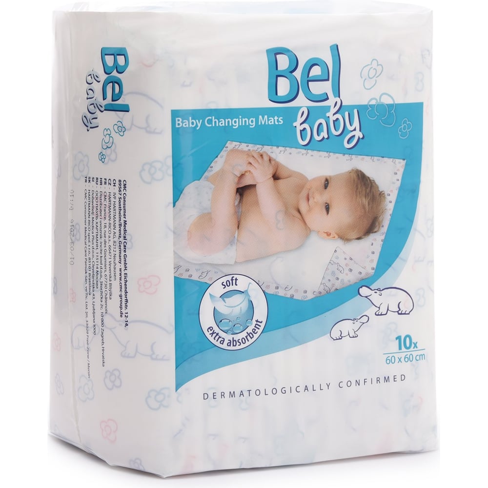 фото Детские впитывающие пеленки hartmann bel baby changing mats размер 60х60 см.10 шт. 1619607