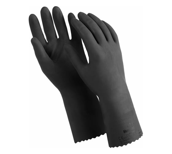 Изображение товара Двухслойные перчатки MANIPULA КЩС-1 латекс размер 10, черные L-U-03 1 пара 605828