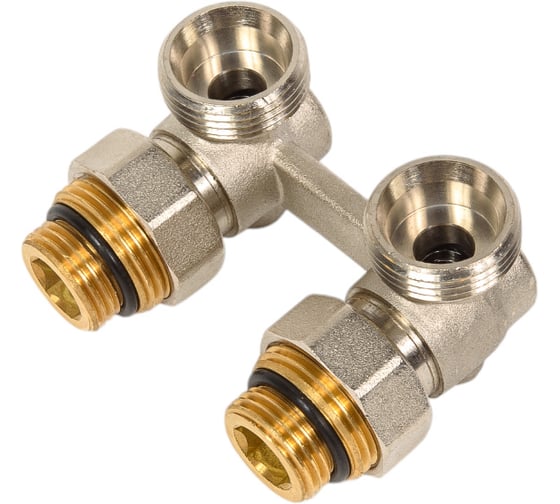 Изображение товара Узел угловой конусный Victoria с шаровыми кранами 3/4 (с переходниками 3/4-1/2) 60-302