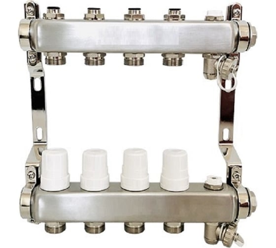 Изображение товара Коллекторная группа из нержавеющей стали Victoria 1"x3/4ek- 4вых. (кран маевского + сливной кран) 60-204