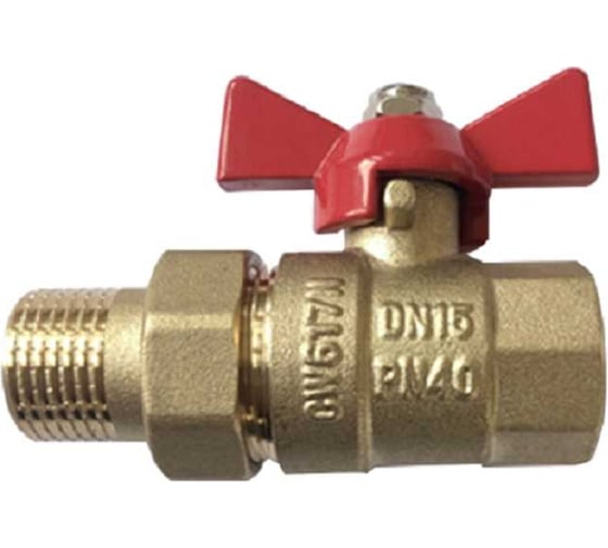 Изображение товара Шаровой кран Victoria американка 11/2 латунный красная ручка 61-027