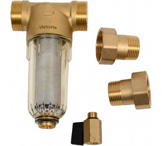 Изображение товара Промывной фильтр без манометра для холодной воды Victoria 1" (тонкая очистка) с американками 27-713