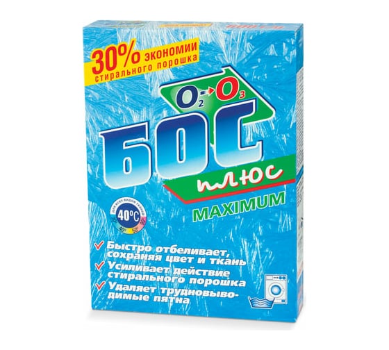 Изображение товара Средство для отбеливания и чистки тканей БОС 600 г плюс Maximum порошок 601689