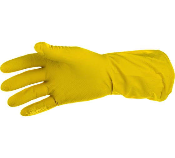 Изображение товара Латексные хозяйственные перчатки ЛЮБАША Эконом с х/б напылением рифленая ладонь размер M 603784
