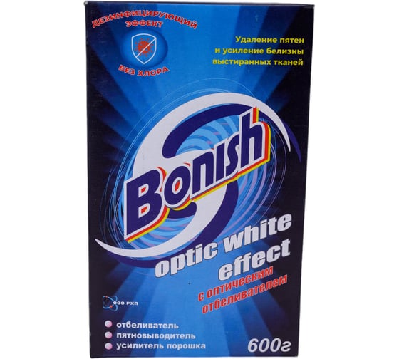 Изображение товара Средство для удаления пятен BONISH Optic white effect 600 г, без хлора 603906
