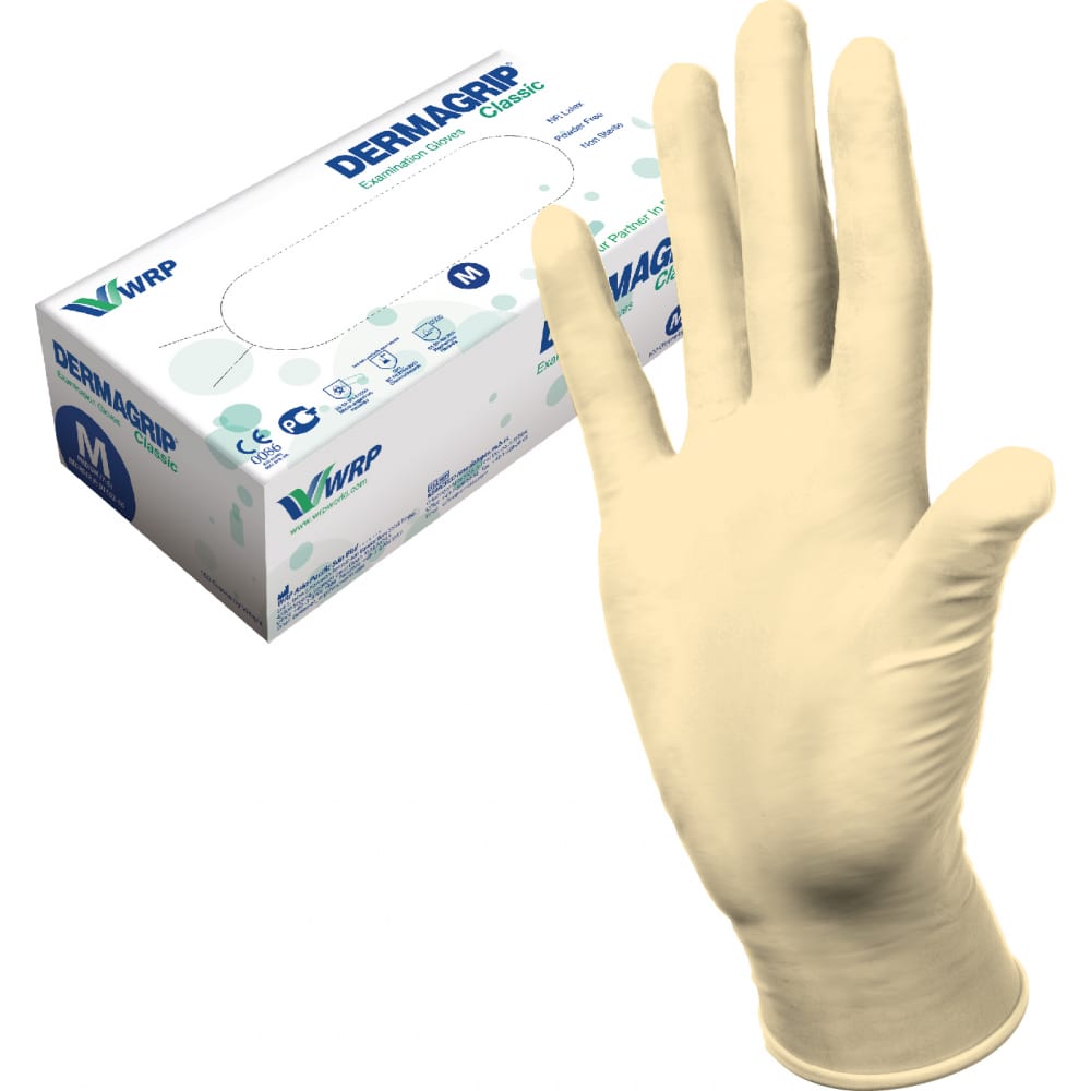 Латексные смотровые перчатки Dermagrip перчатки латексные hq profiline размер m синий