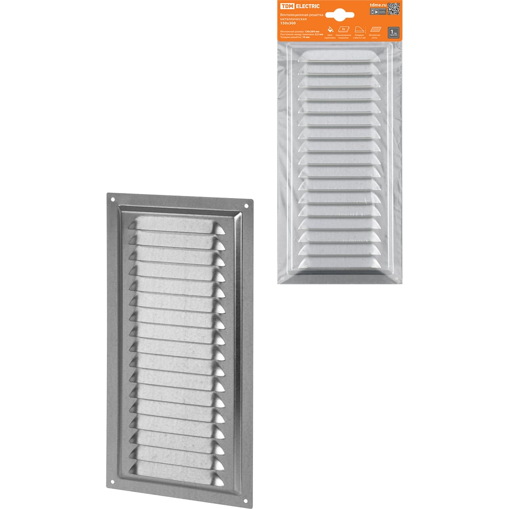 Изображение товара Металлическая решетка 150x300 с оцинкованным покрытием TDM ELECTRIC SQ1807-0713