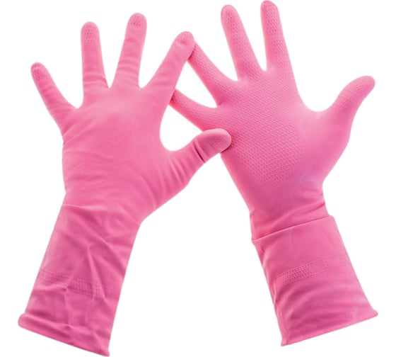 Изображение товара Хозяйственные перчатки PACLAN Practi Comfort латекс, хб напыление, размер M, розовые 407653