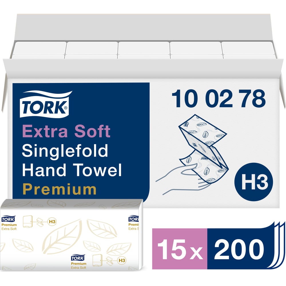 фото Бумажное полотенце tork 200 шт premium 2-слойные белые 23х23 zz 100278 125882