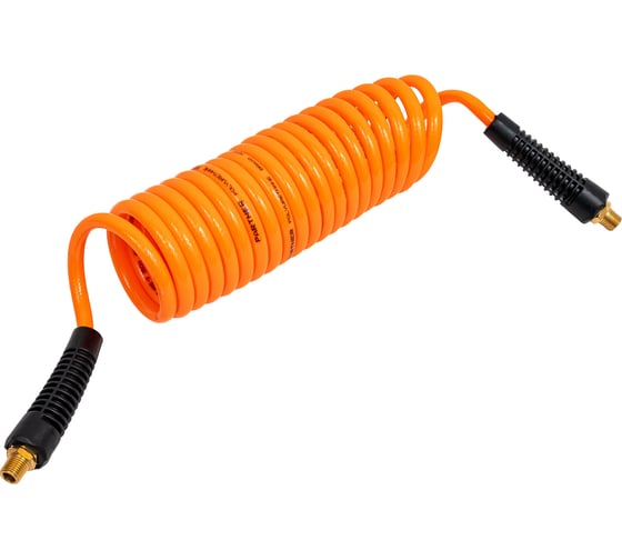 Изображение товара Шланг витой полиуретановый 6.5x10 мм, 10 м с резьбовыми наконечниками, для воздуха Partner PA-AHC-48B(9412)