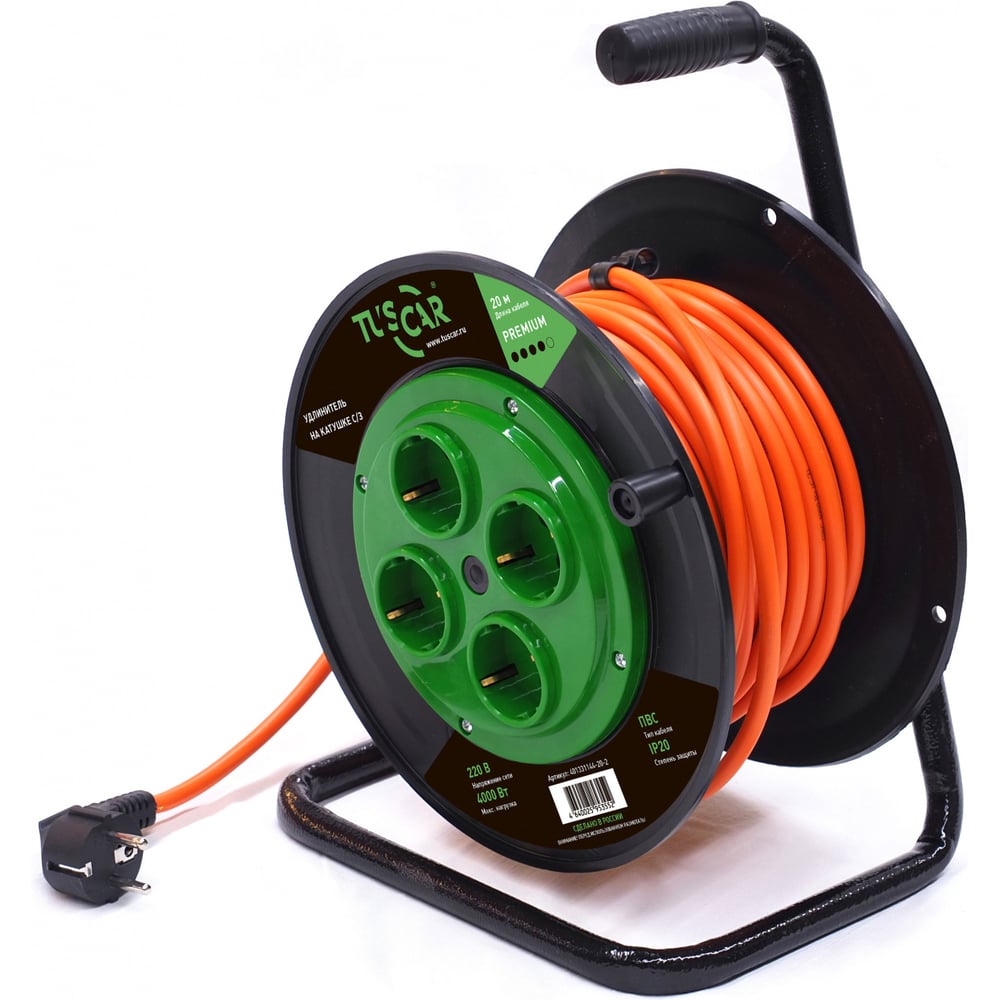 Изображение товара Электрический силовой удлинитель TUSCAR 20м 4 розетки IP20